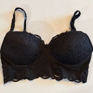 Victoria Secrets Pink Elegant Black Lace Push-up Bralette Size S
